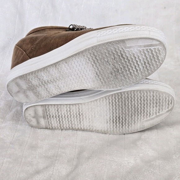 Not Rated TIBI Women's Size 7.5 M Hidden Wedge Sneaker Tan Brown Flannel Accent - Picture 7 of 8